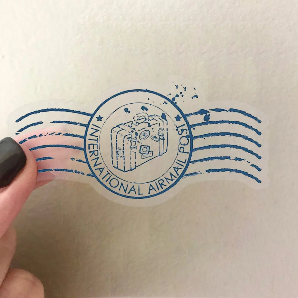 60pcs Vintage Passport Stamps Transparent Stickers Travel Decals For Phone Notebook Luggage Skateboard Guitar DIY Sticker Toy