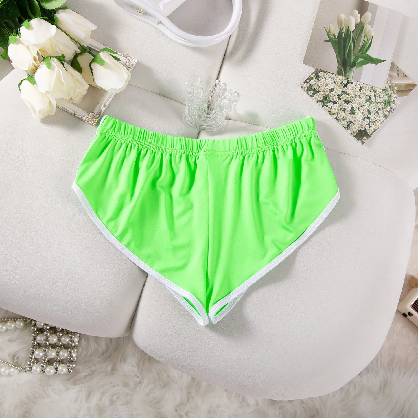Sexy Running Elastic Sport Shorts Men's Summer Shorts Hot Pants Bar Nine Points Slim Fit Cotton Milk Silk Men's Fashion