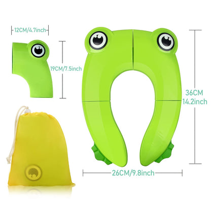 Baby Travel Folding Potty Seat, Portable Large Potty Training Pad, Non Slip Silicone Toilet Seat Cover for Kids Boys & Girls
