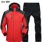 Outdoor Jacket Pants Sets Men Fleece Thermal Waterproof Windproof Hooded Jackets Hiking Military Trip Mountain Camping Clothes