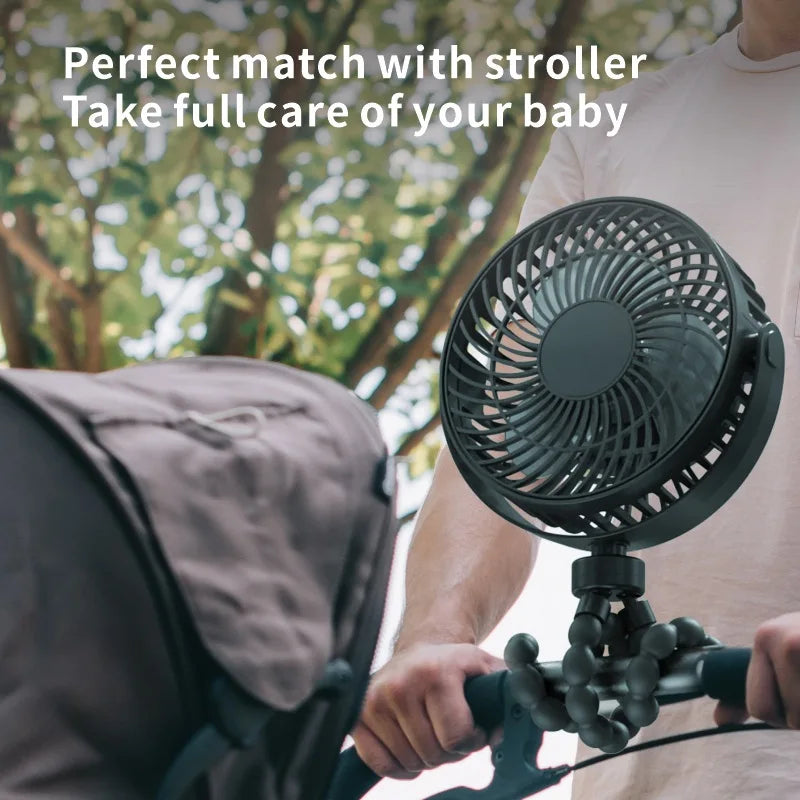 Mini Clip On Fan for Car Seat Crib Baby Stroller Fan Handheld Rechargeable USB Fan Small Cooling Fans Baby Stroller Accessories