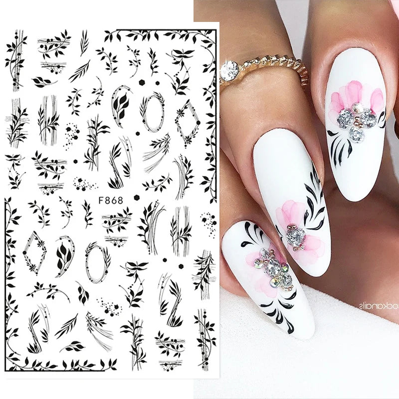 3d Nail Art Decals Spring Booming Violets Lavenders Purple Blue Pink Flowers Butterflys Stickers Decoration For Nail Tips Beauty