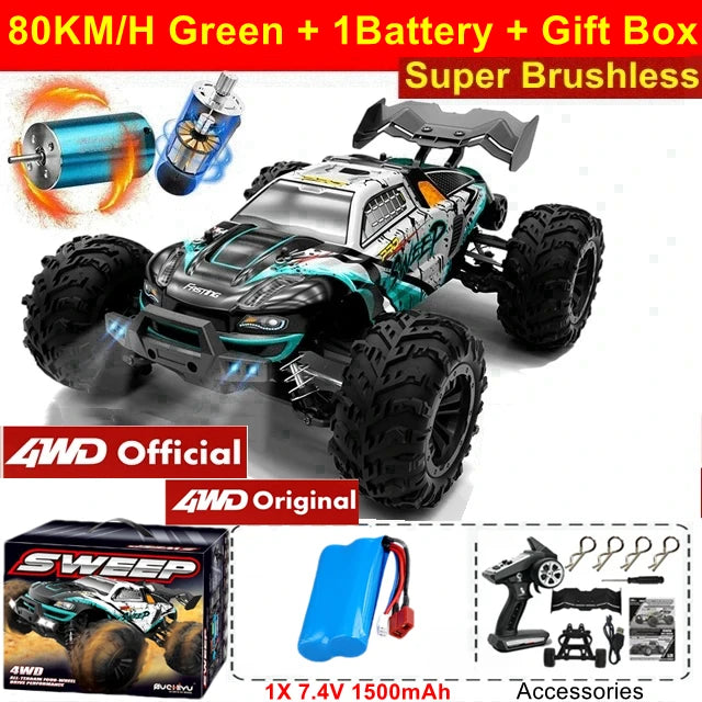 4WD Remote Control Car Off Road 4x4 RC Car High Speed Buggy Truck Super Brushless 50 or 80KM/H Fast Drift Racing Toy Gift