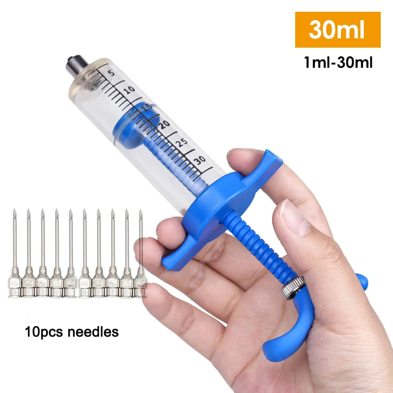 10/30/50ML Animal Syringe Plastic Veterinary Syringe With Needle Bird Feeding Rearing Poultry Syringe Small Pet Medicine Feeder