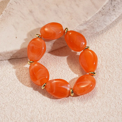 Acrylic Irregular Square Round Beaded Bracelet Bangle for Women Imitation Stone Chain Bracelet Hand Accessories Couple Gifts K