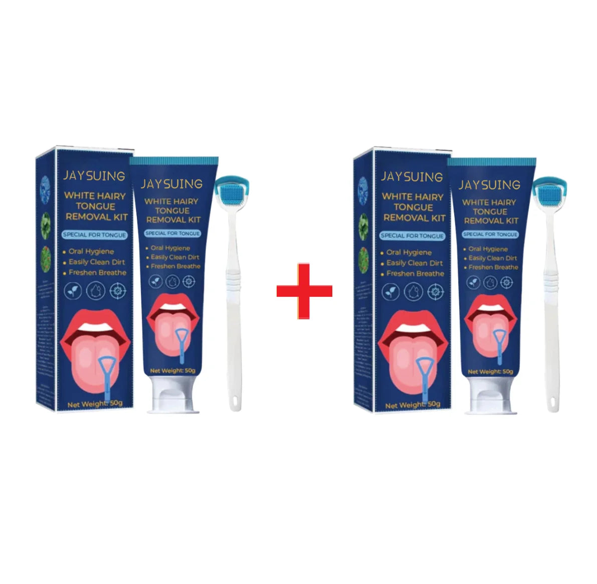 Tongue Clean Paste Set Scraping Artifact Fresh Breath Remove Oral Odor Mouth Cleaner Tongue Coating Removal Gel With Brush 50g