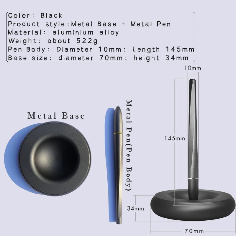 New Creative Aluminum Alloy Magnetic Levitation Self Supporting Signature Pen Business Office Swing Freely Not Fall Pen Gift Box