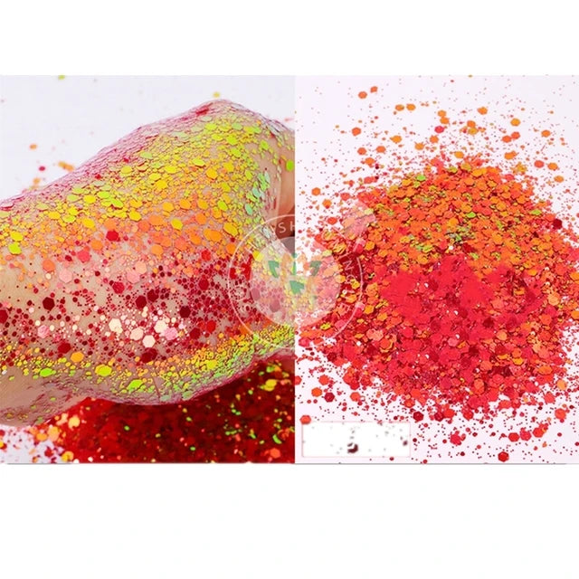 5g/BagGlitter Chameleon Nail Flakes Iridescent Chameleon Nail Powder Holographic Laser Colorful Nail Sequins 120 Colors Mix Size
