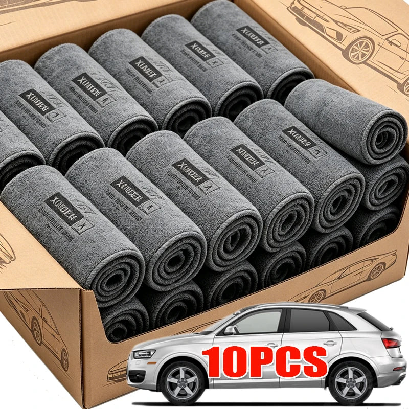 1-10PCS Car Wash Towel Ultra-fine Fiber Car Cleaning Cloth Soft Clean and Dry Cloth Edge Sealing Strong Water Absorption Rags