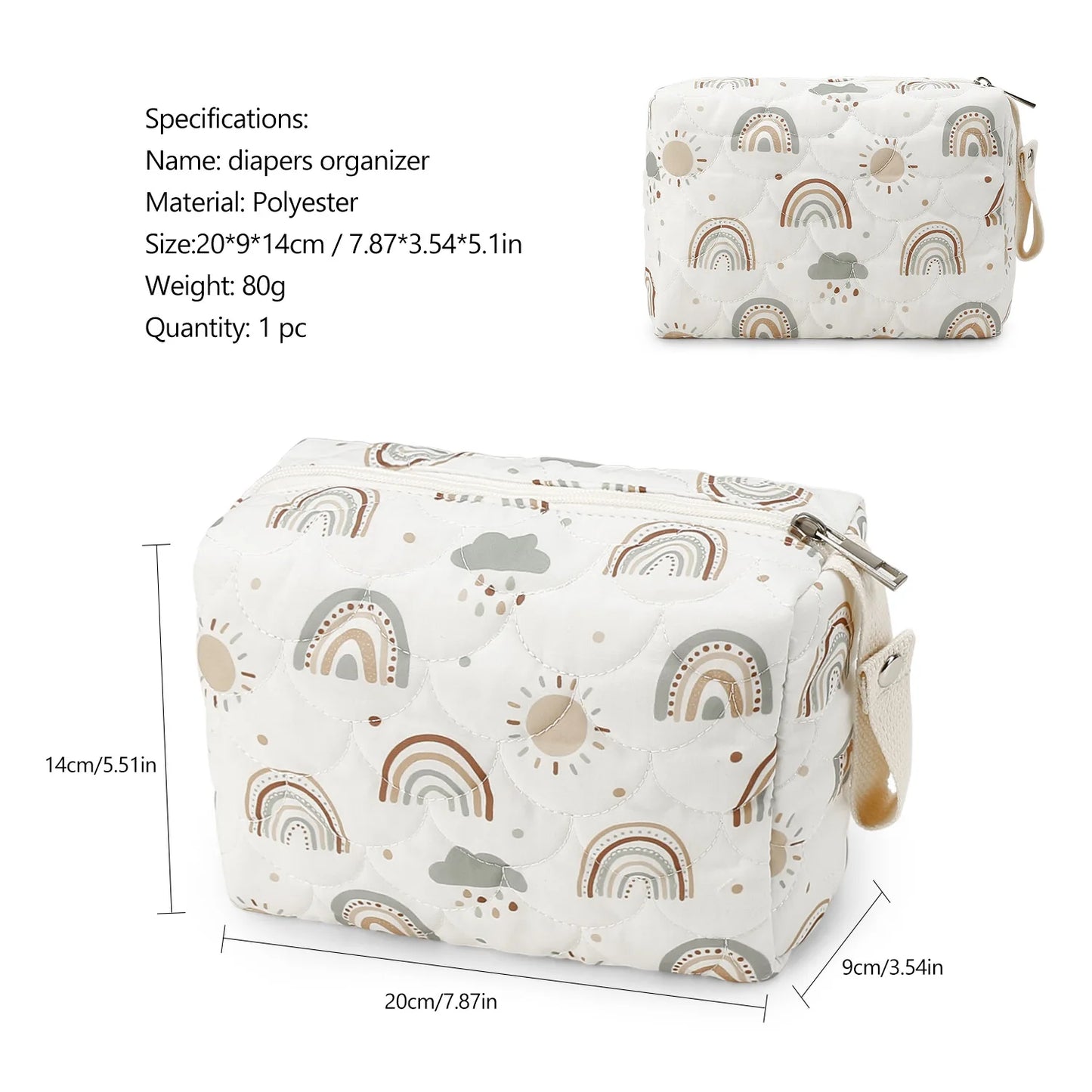 Baby Diaper Bag Waterproof Nappy Bag Reusable Wet/Dry Storage Handbag For Stroller Travel Mommy Pouch Rainbow Printed