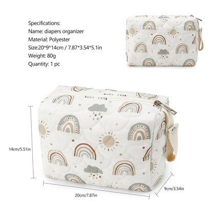 Baby Diaper Bag Waterproof Nappy Bag Reusable Wet/Dry Storage Handbag For Stroller Travel Mommy Pouch Rainbow Printed