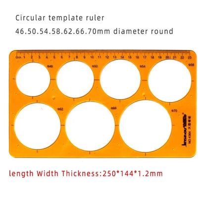 Geometric Drawing Template Set With Measuring Ruler - Yellow Transparent Plastic Tools+Bonus PE Zipper Bag - For Architecture