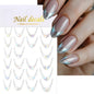 3D Gold Stamping V-Shaped French Tips Nail Art Stickers Retro Metal French Line Nail Decals Chrome Curved Strip Nail Decoration