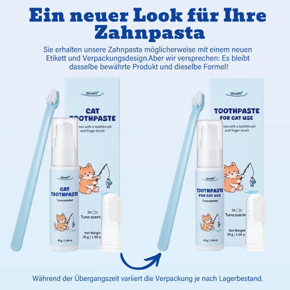 Tuna Flavored Cat Toothpaste Safe Formula With Toothbrush And Finger Brush For Daily Teeth Cleaning And Pet Dental Grooming