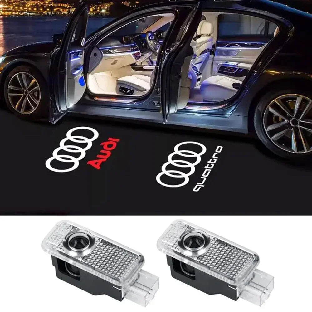 2pcs Car Door Welcome Lights Projector Ghost Shadow Lamp for Audi A1 A3 8P 8V A4 A5 A6 A7 A8 Q3 Q5 Q7 Q8 Sline TT Logo