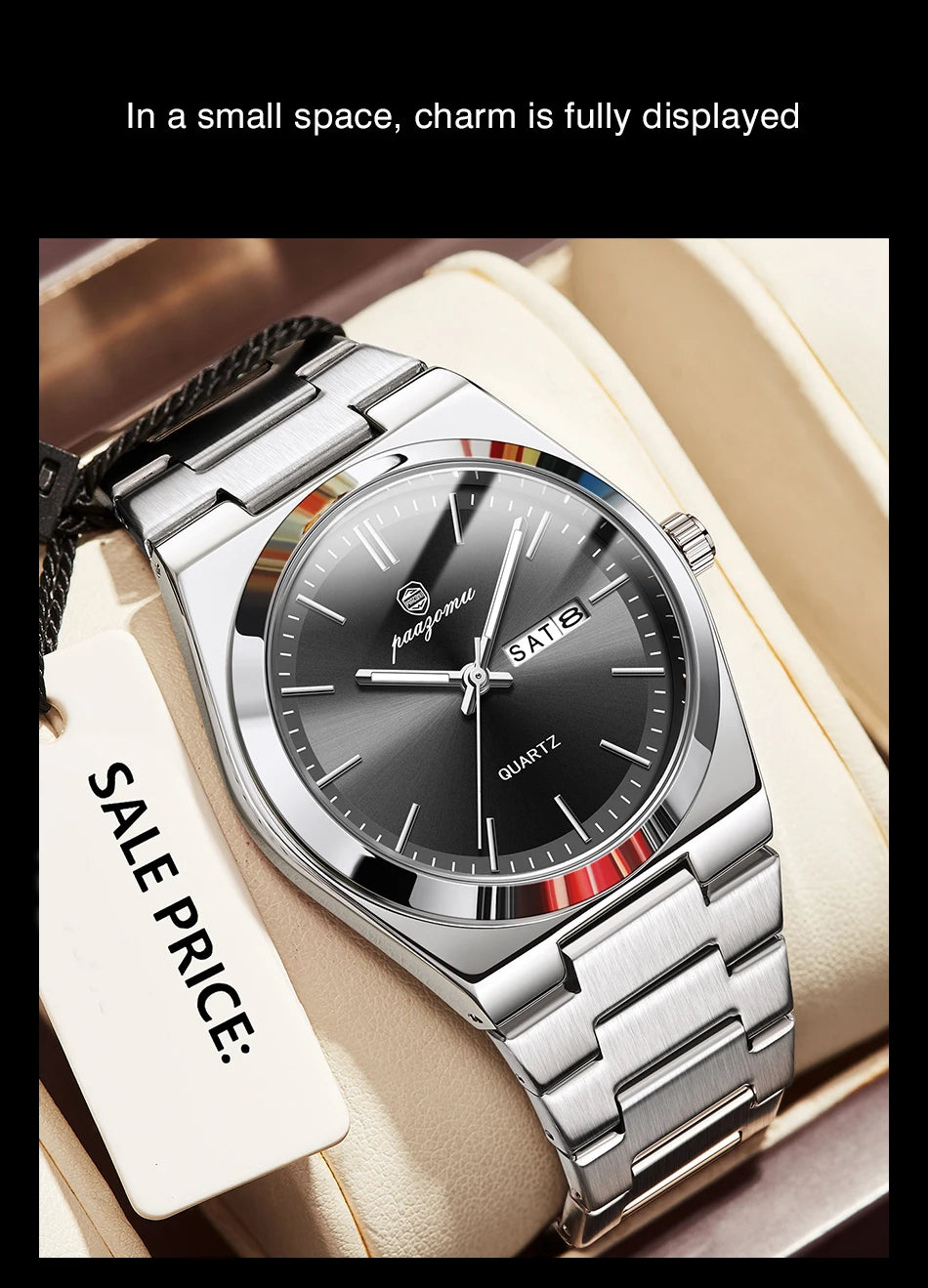 PAAZOMU Fashion Men's Quartz Watch Stainless Steel Waterproof Luminous Man Watch Chronograph Date Multifunction Watches For Men