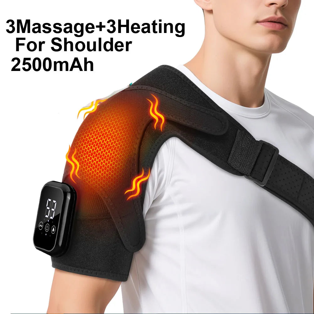 Electric Shoulder Massager Heating Pad Vibration Massage Support Belt Shoulder Thermal  Brace