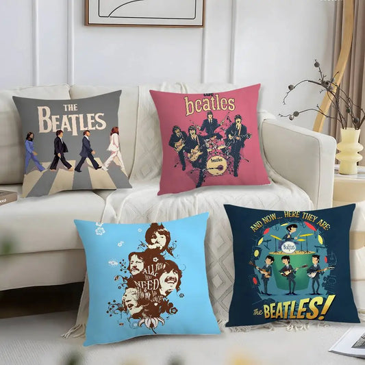 The B-beatles Band Pillow Case Short Plush Print Cushion Cover Square Throw Pillow Covers Sofa Home Decor