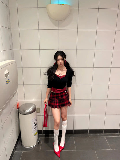 Summer Clothes Mini Skirts Woman Korean Fashion Short Skirts Women Low Rise Y2k Skirts Pleated Red Plaid Skirts Luxury Designer