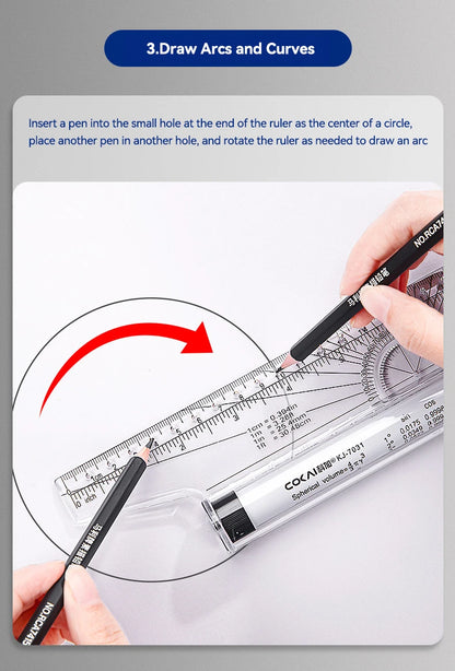 Plastic Ruler Drawing Roller Ruler Parallel 30cm Multi-functional Drawing Design Used for Measurement Drafting Schools Offices