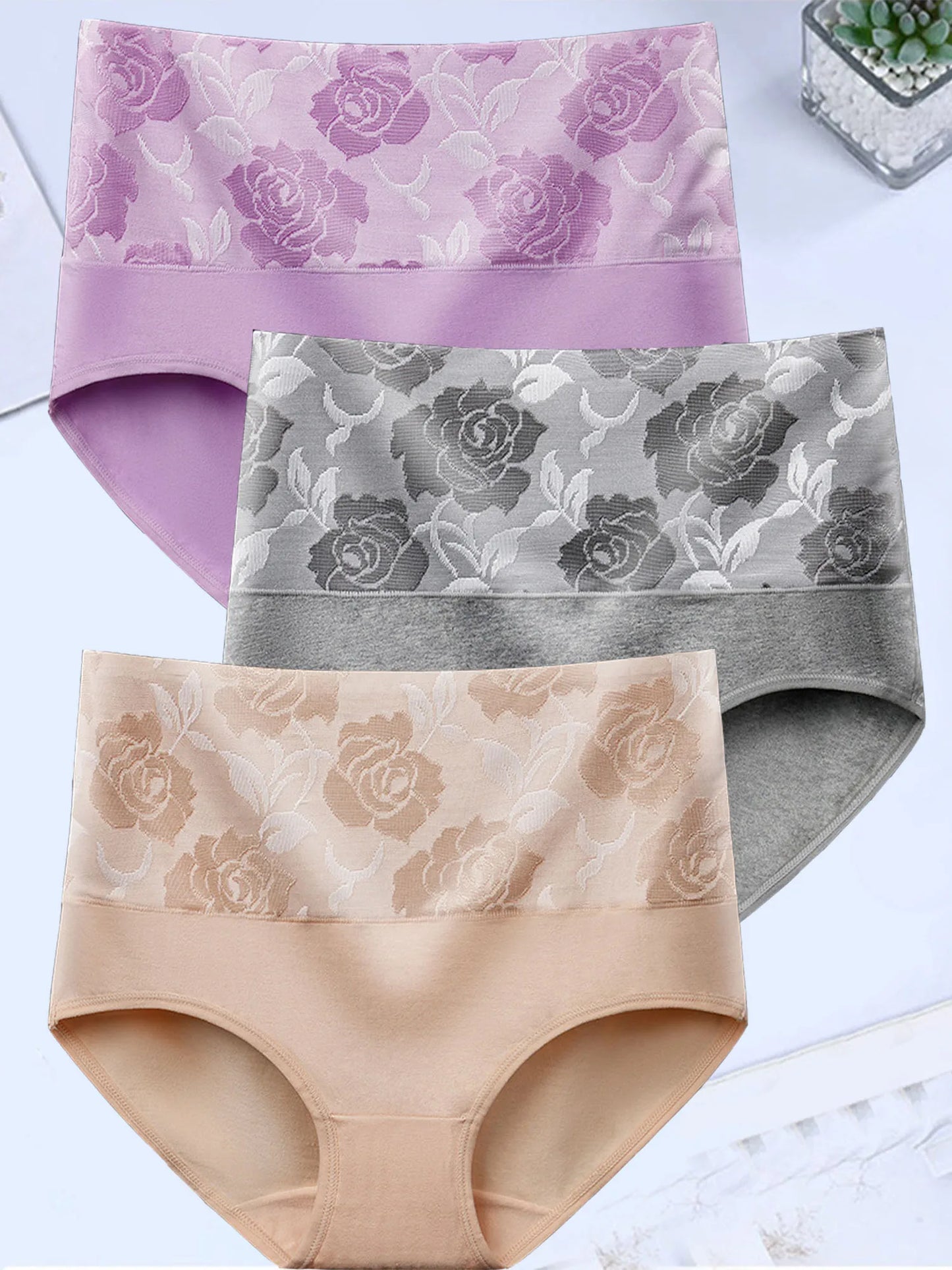3Pcs/Lot Women's Underwear Plus Size Cotton Panties High Waist Briefs Sexy Lingerie Female Pantys M-5XL Seamless Underpant Girls