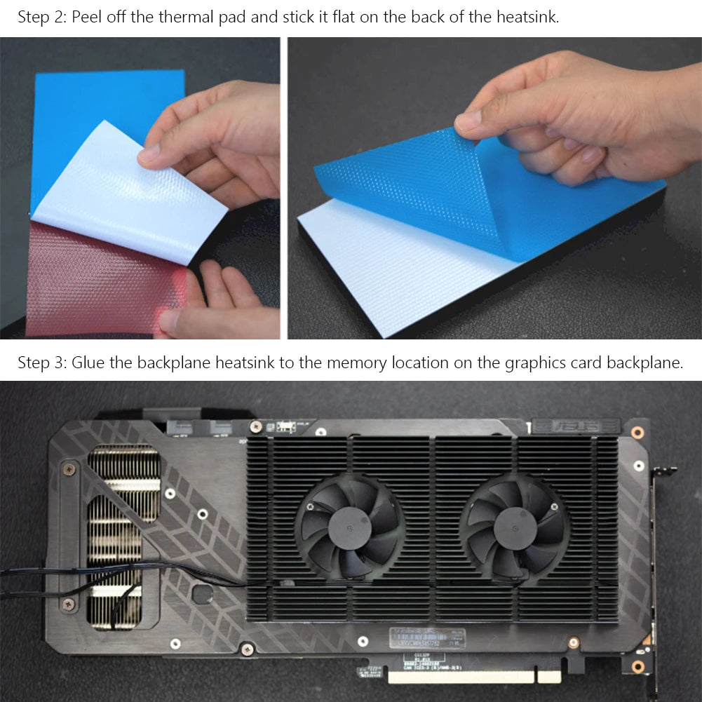 GPU Backplane Radiator Video Memory VRAM Radiator Panel Alloy Aluminum Heatsink Cooling Fan Panel for RTX 3090 3080 3070 Series
