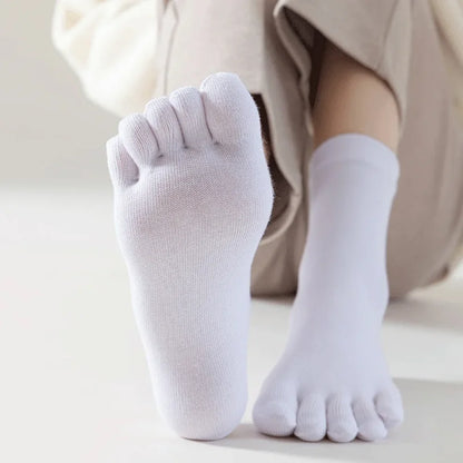 5Pairs Toe Socks Crew Socks Men and Women Five Fingers Socks Breathable Cotton Socks Sports Running Solid Color as Birthday Gift