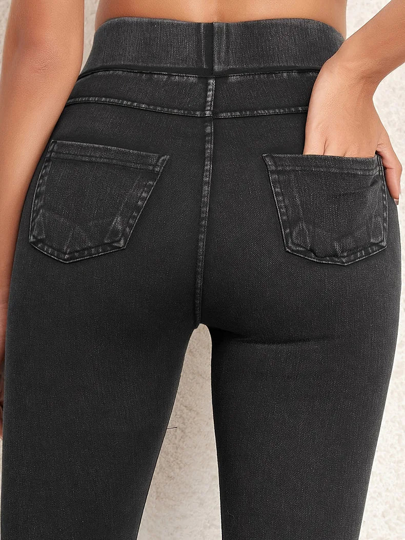 2025 New Fitness Imitation Jeans leggings Women High Waist Elastic Butt Lift Pocket Yoga Casual Leggings Slim Skinny Jeggings