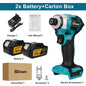 Gisam Cordless Electric Impact Screwdriver 688NM Power Tool Rechargeable Brushless Wrench Driver Kit for Makita 18V Battery Pins