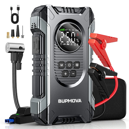 Car Battery Jump Starter with Air Compressor, 12V 1000A/1500A PEAK 26800mah Portable Car Jump Starter with 150 PSI Inflator (for ALL Petrol or 10L Diesel), Emergency LED Flashlight