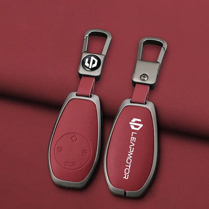 Zinc alloy+leather car remote key set, suitable for Leapmotor C16 C11 C10 C01 B10 T03 S01 car keychain key set chain accessories