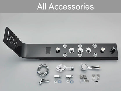 Black LED Light Shower Faucet Bathroom SPA Massage Jet Shower Column System Waterfall Rain Shower Panel Bidet Sprayer Tap