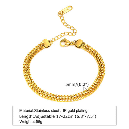 Women Stainless Steel Chain Bracelet,18K Gold Plated Twist Paperclip Adjustable Link Bracelet,Chunky Stackable Layered Jewelry
