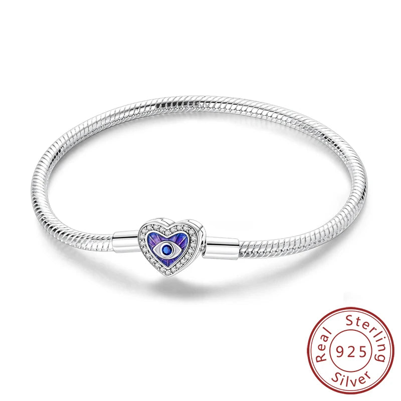 Original 925 Sterling Silver Bracelets 17-20CM Love Heart Flowers Butterfly Charms Beads Bracelet For Women Fashion Jewelry Gift
