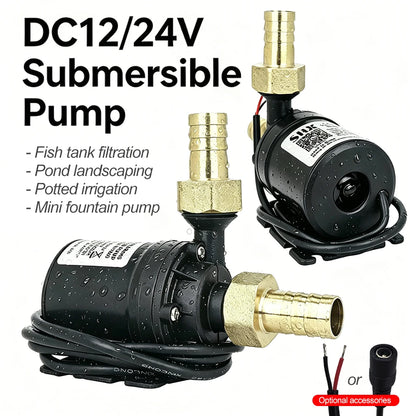 Ultra Quiet Water Pump Mini DC12V/24V Brushless Motor Submersible Aquarium Water Pump Adapter Pond Fountain For Fish Tank Garden