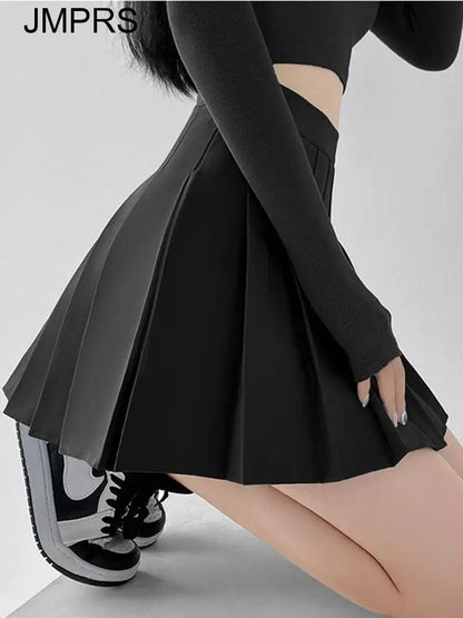 JMPRS Plaid Women Pleated Skirt Bow Knot Summer High Waist Preppy Girls Dance Mini Skirt Cute A Line Harajuku Sexy Japan Faldas