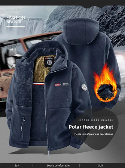 Autumn and Winter New Retro Trendy Jacket Men's Double Sided Polar Fleece Business Leisure Outdoor Couple Coat Top