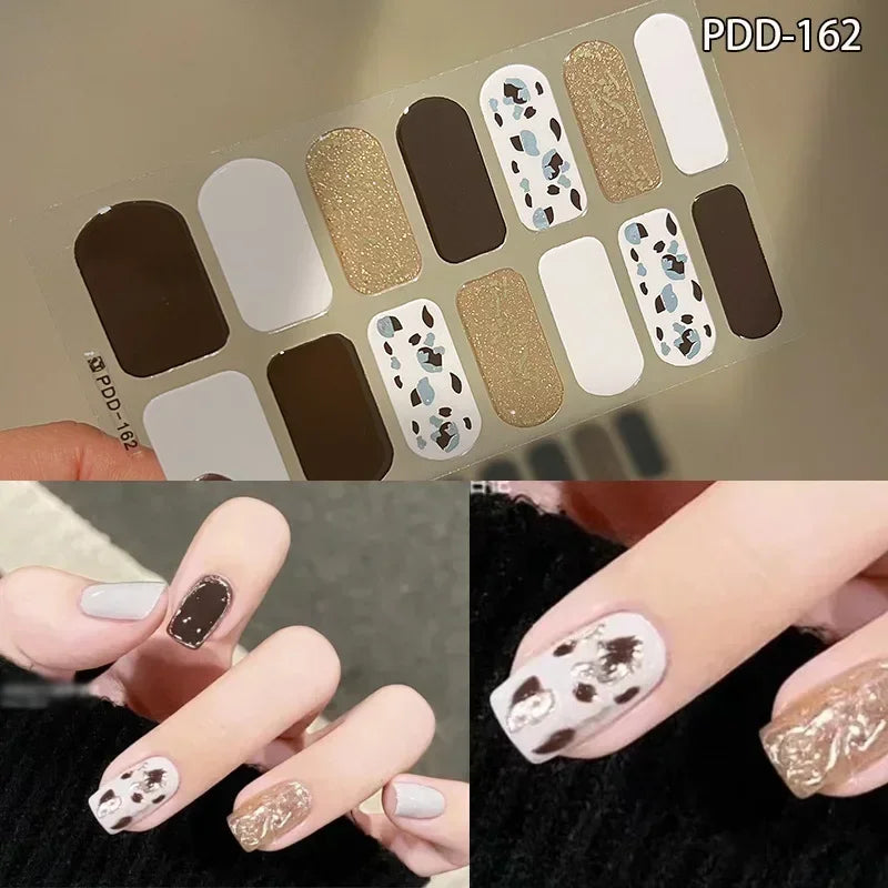 1PC Gel Nail Sticker Patch Slider Flower Gradient Color Back Glue Full Cover Waterproof Gel Nail Sticker UV Lamp Curing Manicur