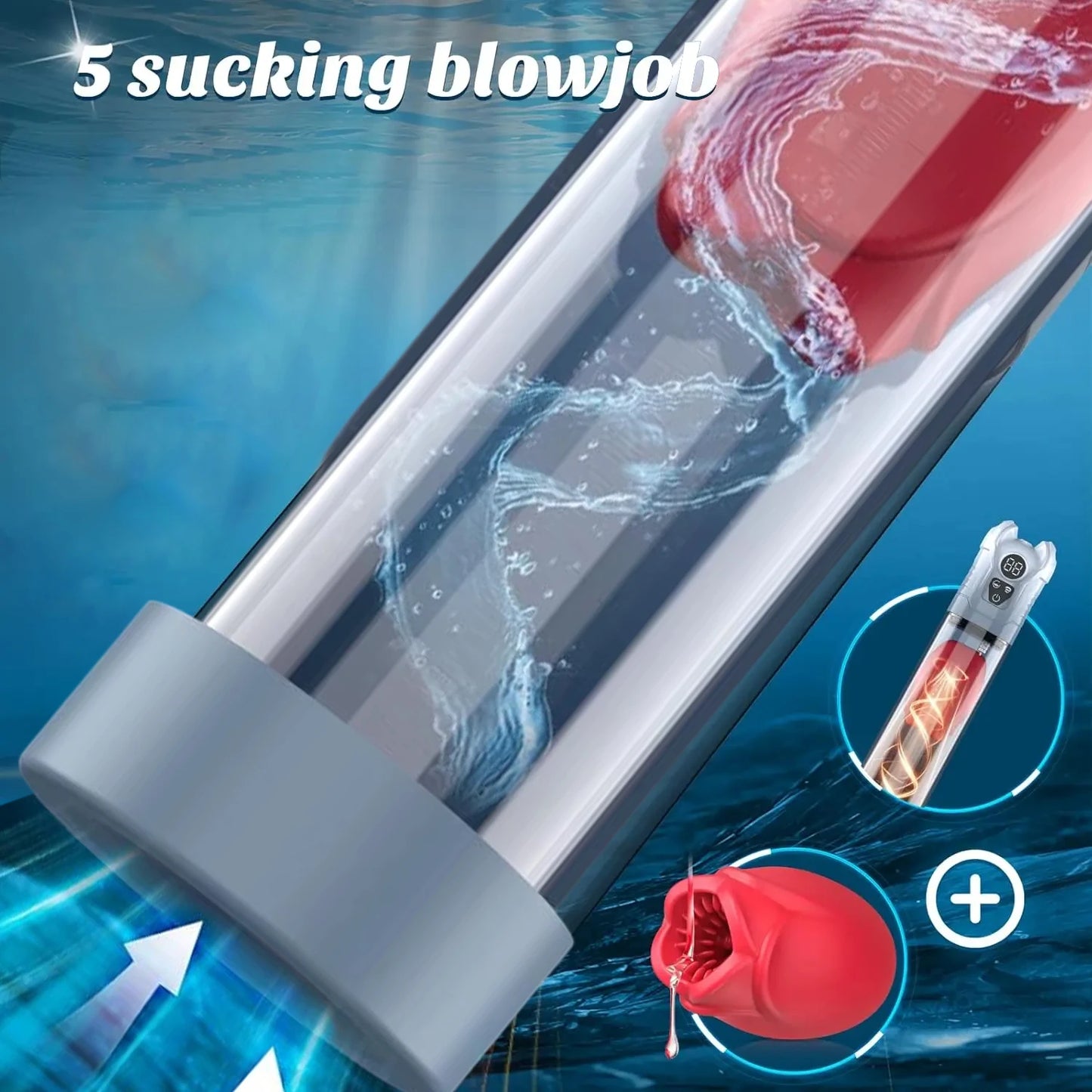 IPX7 Waterproof Electric Penis Pump for Enlargement Man Vacuum Pump Enlargement Extend Pump 4 Suction Levels 2 Silicone Sleeves