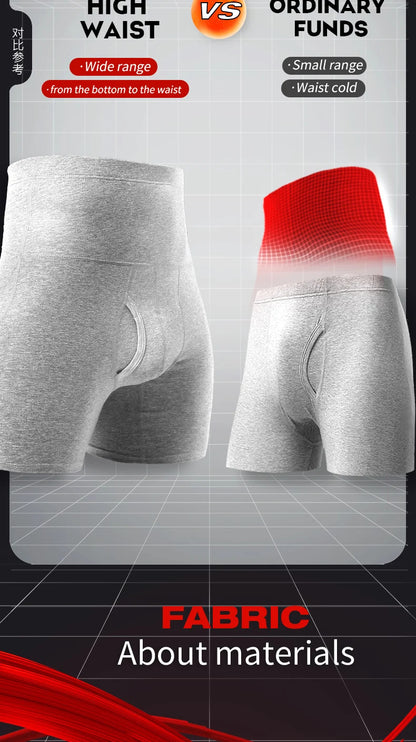 Men's underwear Men's cotton high waist belly large size lengthening anti-wear leg plus fat warm sports boxer shorts