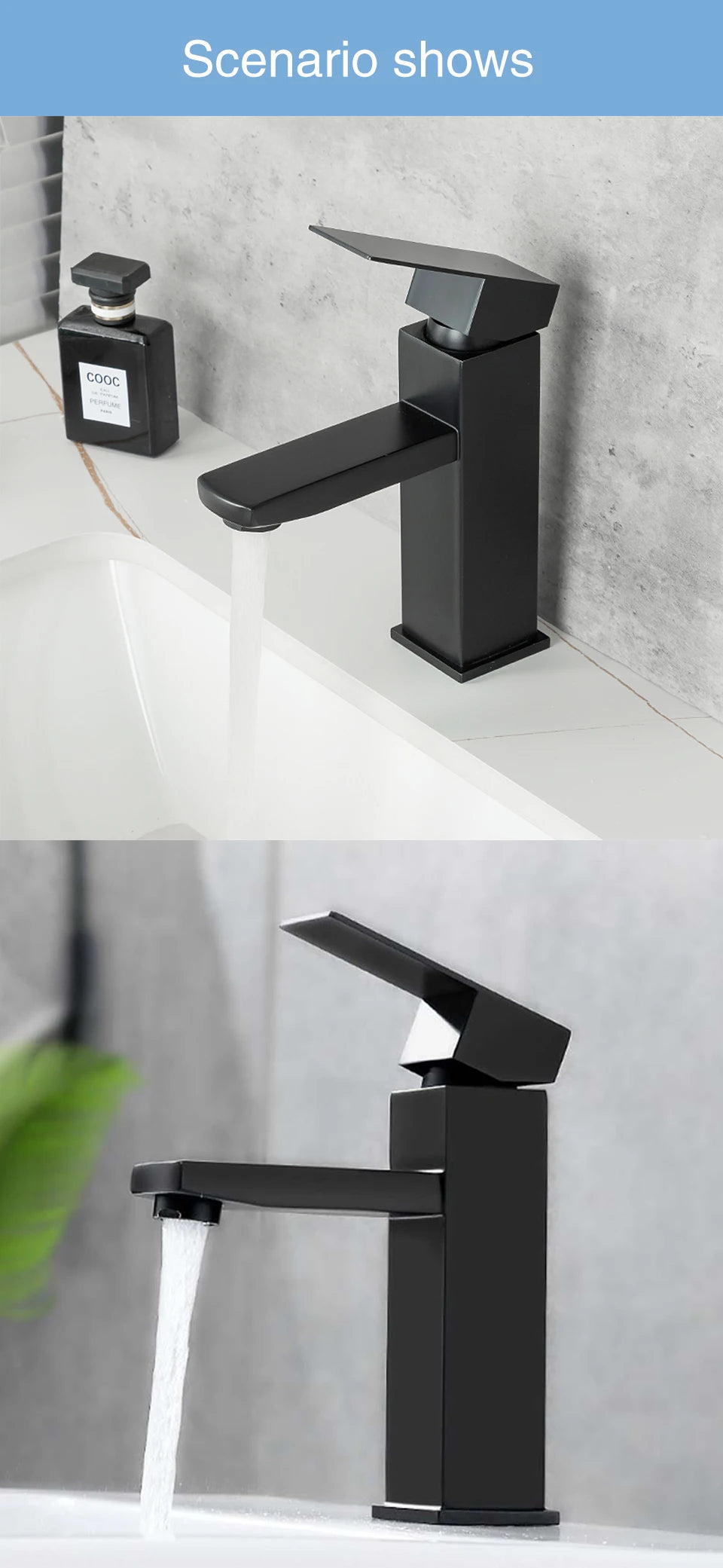 ULA G1/2 Basin Faucet Waterfall Bathroom Sink Faucet Hot Cold Water Mixer Tap Deck Mounted Bathroom Tap Crane Washbasin Tap