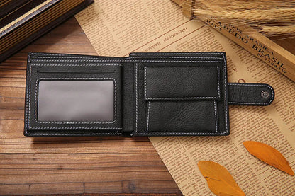 100% Genuine Leather Men Wallets Premium Product Real Cowhide Wallets for Man Short Black Walet Portefeuille Homme