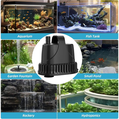 Submersible Water Pump, Ultra-Quiet Aquarium Pump for Pond, Garden Fountain, Underwater Use