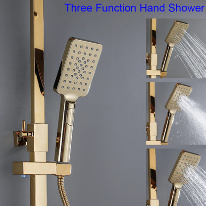 Gold Piano Digital Display Bathroom Shower Set Brass Bathroom Faucet Accessories Thermostatic Digital Bathroom Shower System