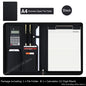 Executive Business A4 Leather Portfolio Folder Clipboard for Zippered Desk Organizer Document Briefcase Calculator for Office