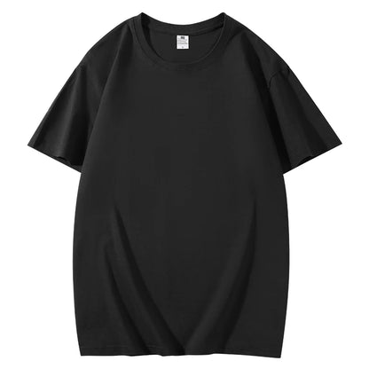 Cotton Short Sleeved T-shirt Summer Round Neck Loose and Base Shirt for Men Women Basic Tee