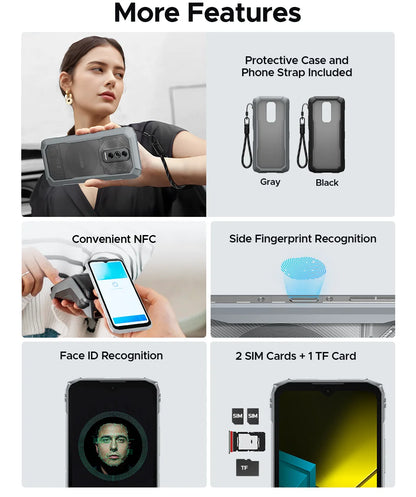 DOOGEE Blade10 Ultra Energy Rugged Phone Gemini AI 10.7mm Ultra-thin 6150mAh Battery Android 15 Widevine L1 Smartphone NFC