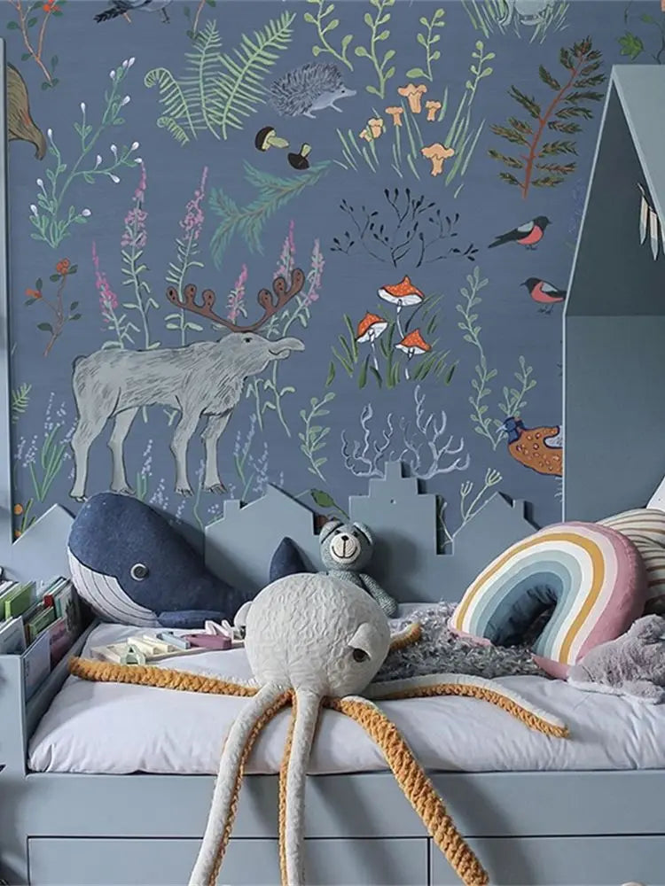 custom Animal floral American wallpaper for children's room Nordic boys and girls bedroom warm Milu deer wall paper wall cloth