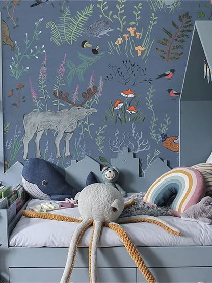 custom Animal floral American wallpaper for children's room Nordic boys and girls bedroom warm Milu deer wall paper wall cloth