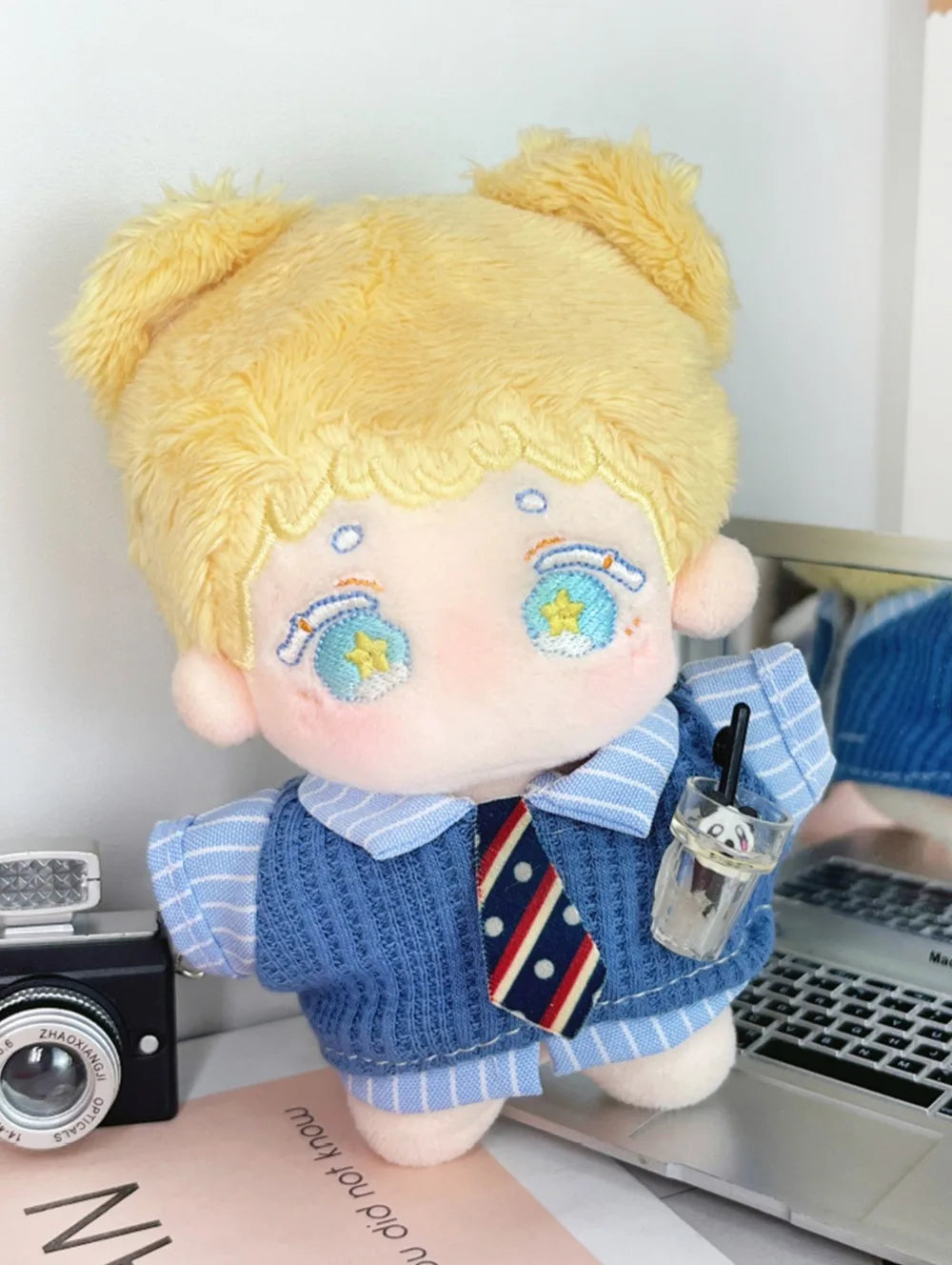 10cm Doll Clothes Blue Brown Changing Dress Game Doll Blouse Pants Suit Photo Prop Playing House Mini Shirt Necktie Pants Toy